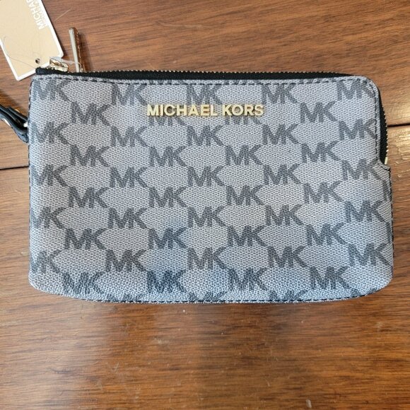 Michael Kors Jet Set Black/Black Double Zip Wristlet Large - Picture 4 of 16